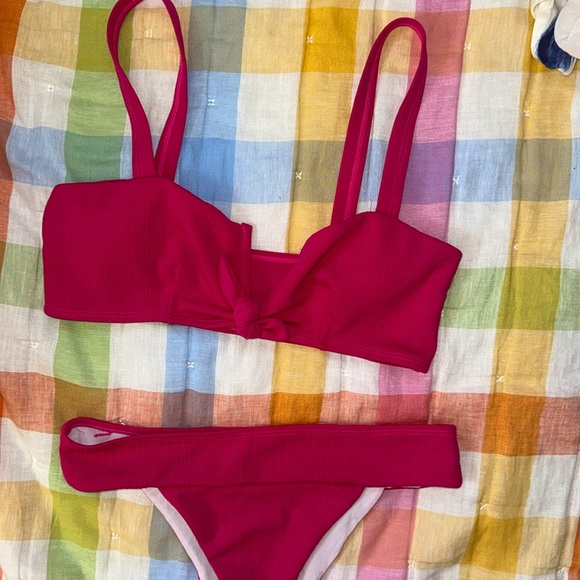 NWOT💖 Hot Pink High Waisted Women’s 2 pc Bikini Baithing  Suit 👙 size Large - Picture 7 of 7